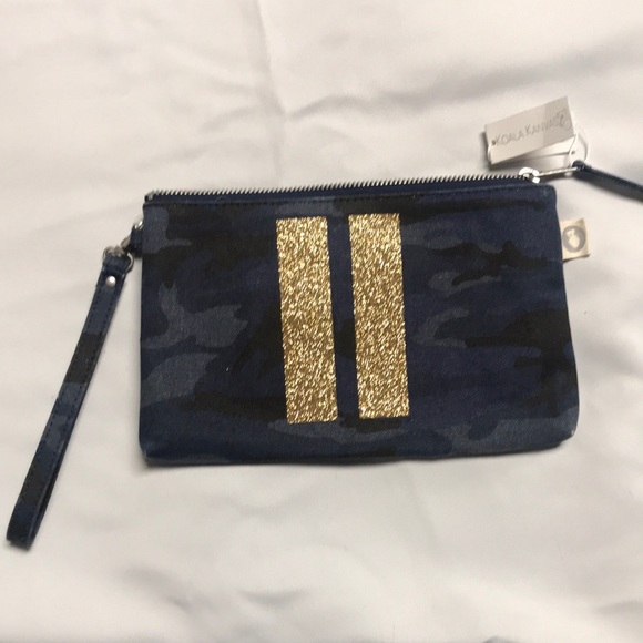 Koala Kanvas blue/black/ gold camo wristlet - Picture 1 of 6